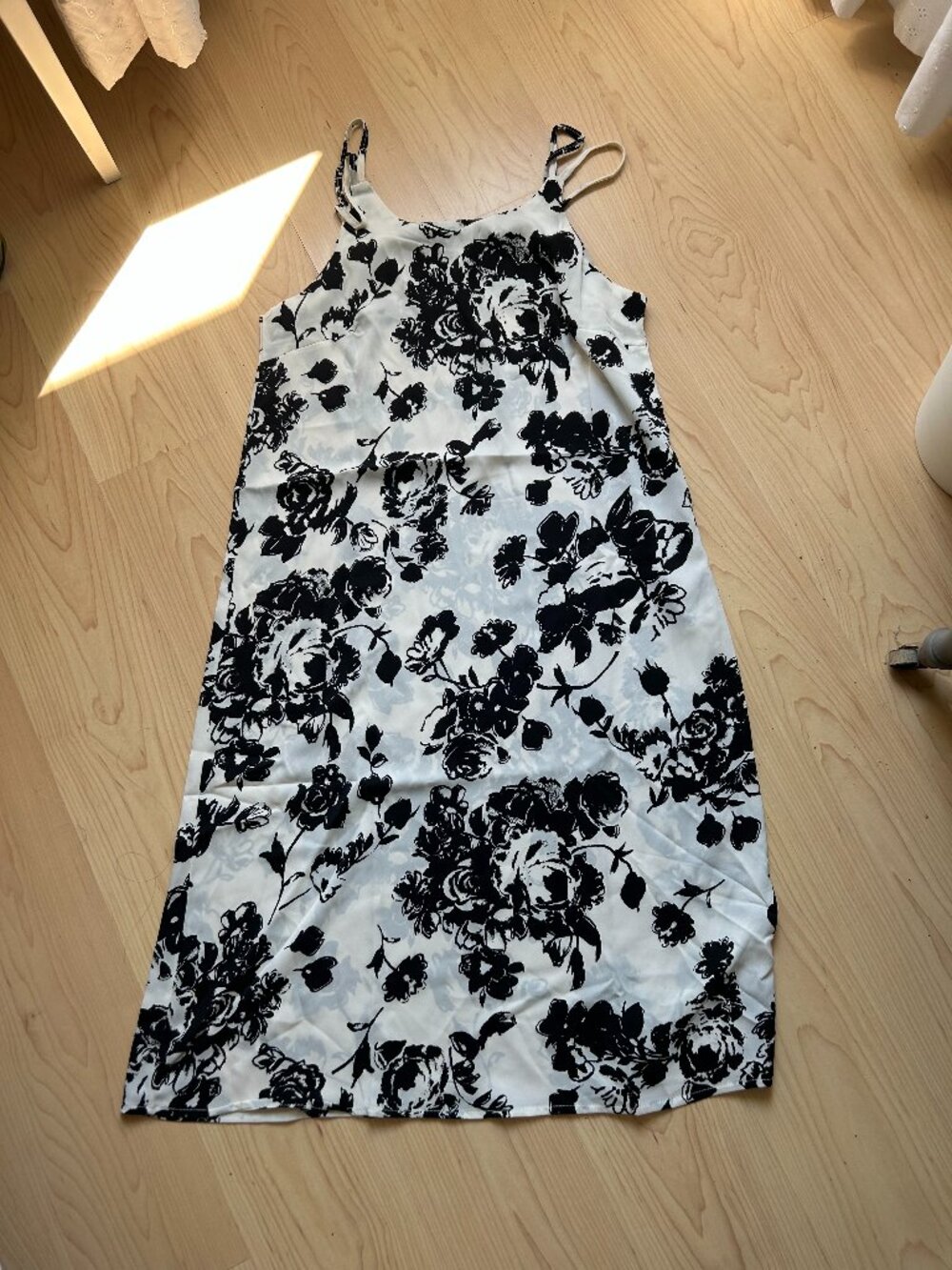 Black and White Floral Midi Dress